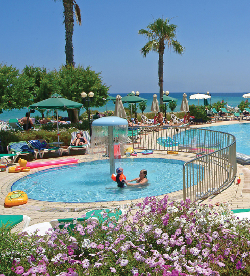 Kids outdoor recreational area and splash pool